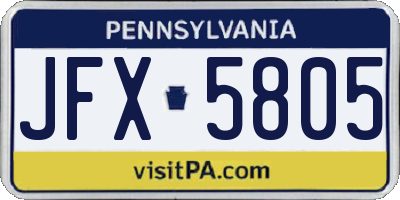 PA license plate JFX5805