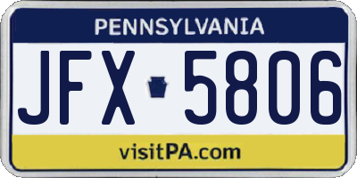 PA license plate JFX5806