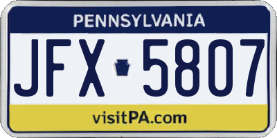 PA license plate JFX5807