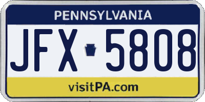PA license plate JFX5808