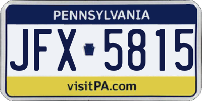 PA license plate JFX5815
