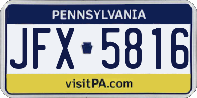 PA license plate JFX5816