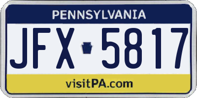 PA license plate JFX5817