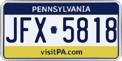PA license plate JFX5818