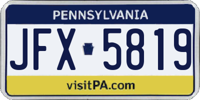 PA license plate JFX5819