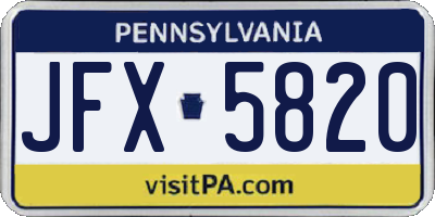 PA license plate JFX5820