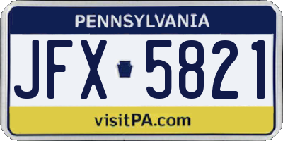 PA license plate JFX5821