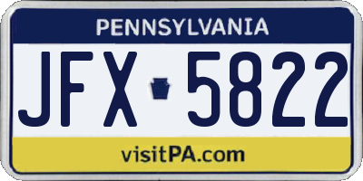 PA license plate JFX5822
