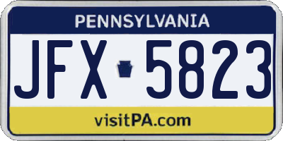 PA license plate JFX5823