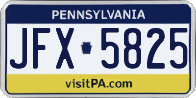 PA license plate JFX5825