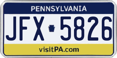 PA license plate JFX5826