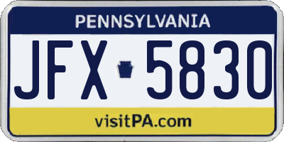 PA license plate JFX5830