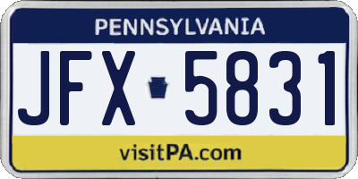 PA license plate JFX5831