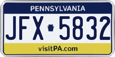 PA license plate JFX5832
