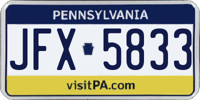 PA license plate JFX5833