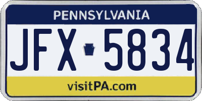 PA license plate JFX5834