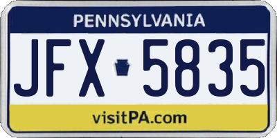PA license plate JFX5835