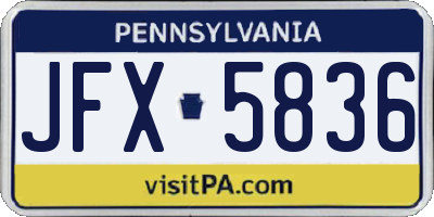 PA license plate JFX5836