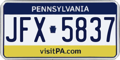 PA license plate JFX5837