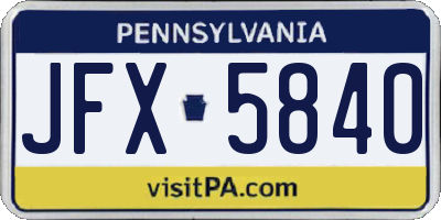 PA license plate JFX5840