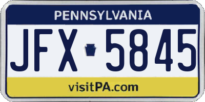 PA license plate JFX5845