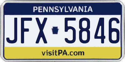 PA license plate JFX5846