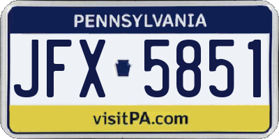 PA license plate JFX5851