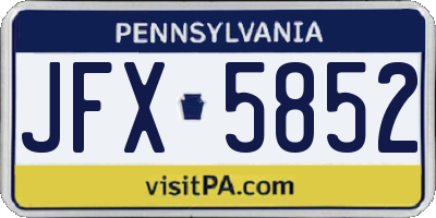 PA license plate JFX5852