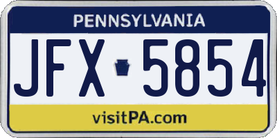 PA license plate JFX5854