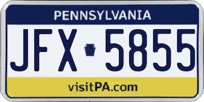 PA license plate JFX5855