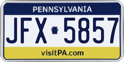 PA license plate JFX5857
