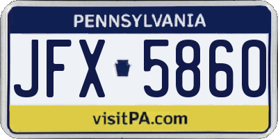 PA license plate JFX5860