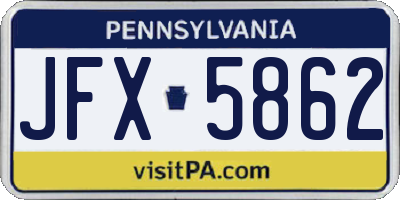 PA license plate JFX5862