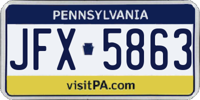 PA license plate JFX5863