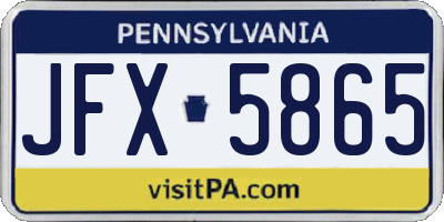 PA license plate JFX5865