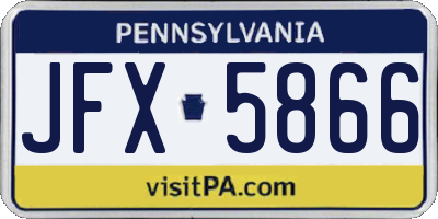 PA license plate JFX5866