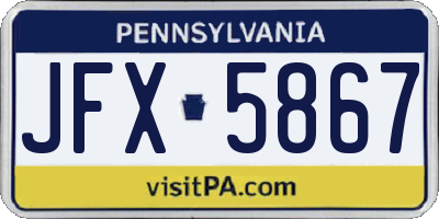 PA license plate JFX5867