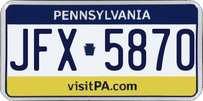 PA license plate JFX5870