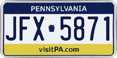 PA license plate JFX5871