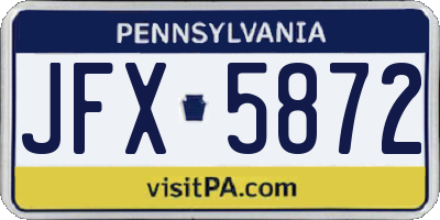 PA license plate JFX5872