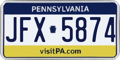 PA license plate JFX5874
