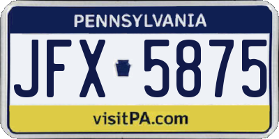 PA license plate JFX5875