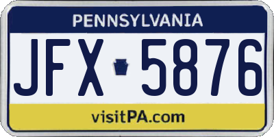 PA license plate JFX5876