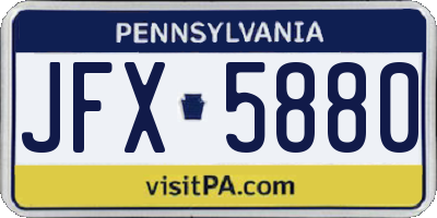 PA license plate JFX5880