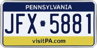 PA license plate JFX5881