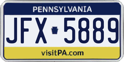 PA license plate JFX5889