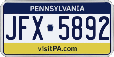 PA license plate JFX5892