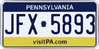 PA license plate JFX5893