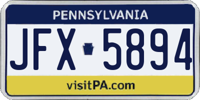 PA license plate JFX5894