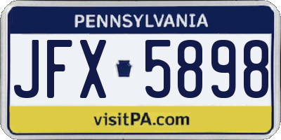 PA license plate JFX5898
